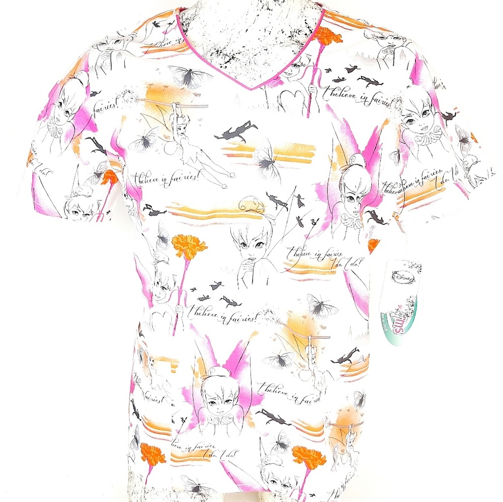 Disney Tinkerbell Scrub Top Womens XL NWT
